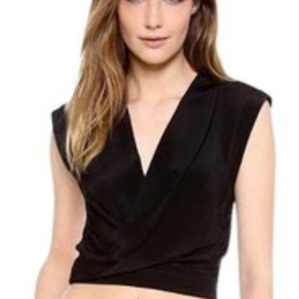 Robert Rodriguez Black Silk Wrap Crop Top